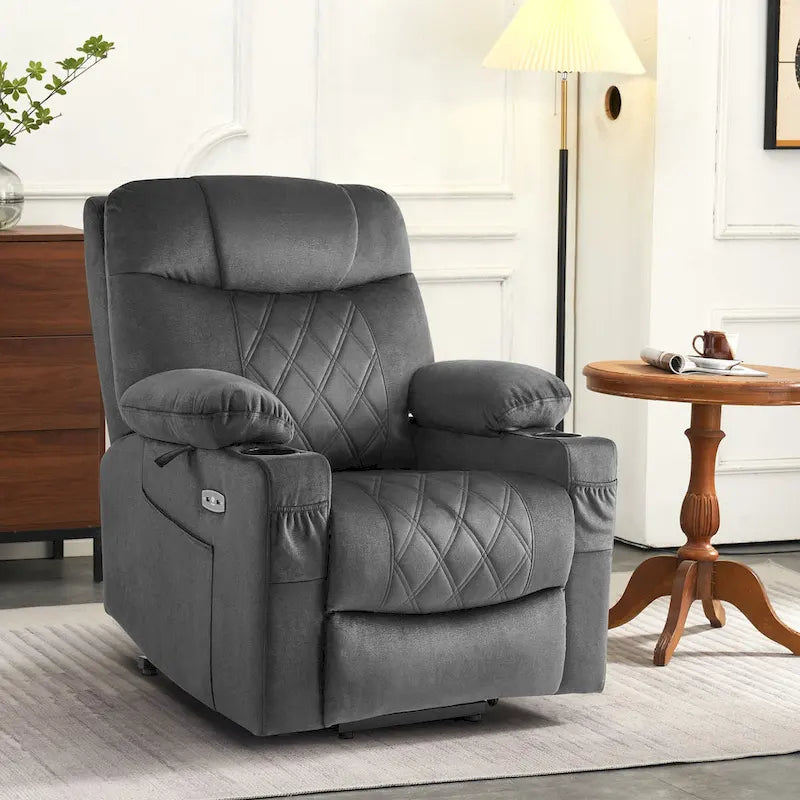 Fauteuil inclinable électrique MCombo Small Dual Motor avec massage, double chauffage, appui-tête réglable, tissu 7222