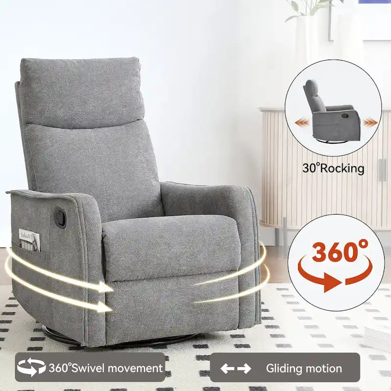 Fauteuil inclinable manuel de massage 8 points en tissu pivotant fauteuil simple avec fonction bascule et chauffage lombaire