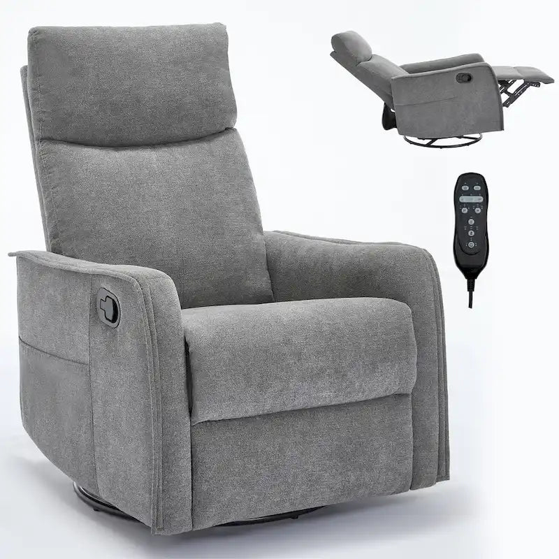 Fauteuil inclinable manuel de massage 8 points en tissu pivotant fauteuil simple avec fonction bascule et chauffage lombaire