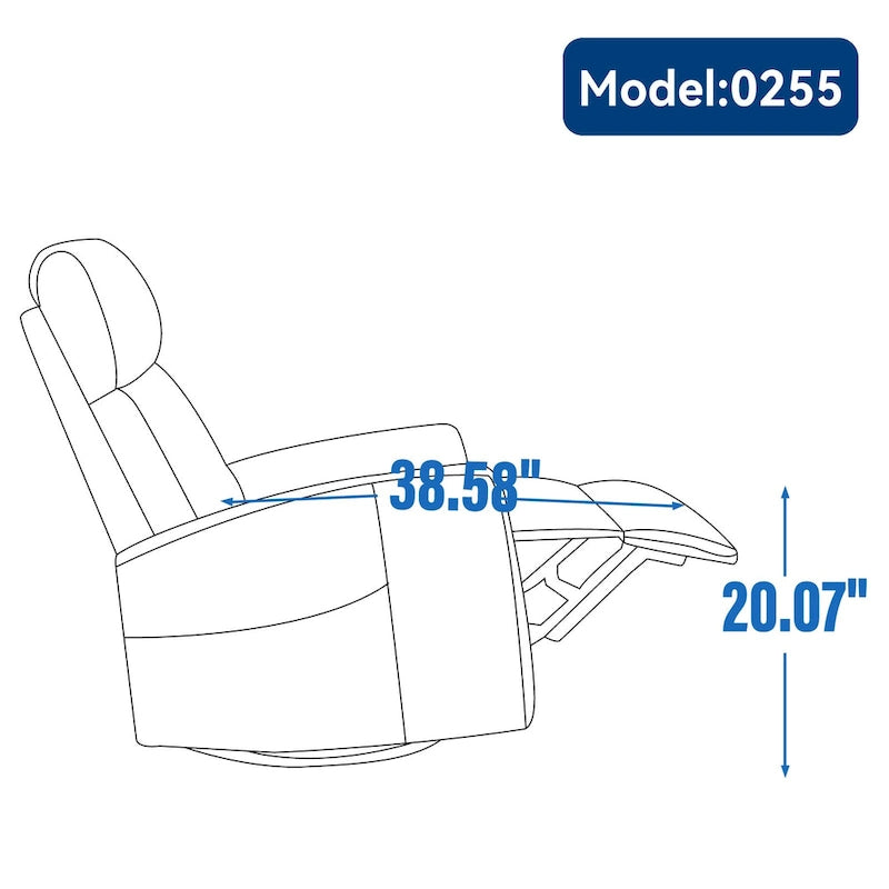 Fauteuil inclinable manuel de massage 8 points en tissu pivotant fauteuil simple avec fonction bascule et chauffage lombaire