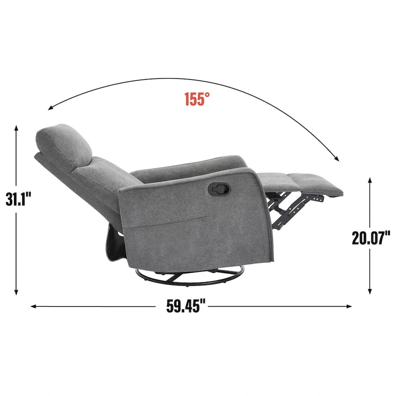 Fauteuil inclinable manuel de massage 8 points en tissu pivotant fauteuil simple avec fonction bascule et chauffage lombaire