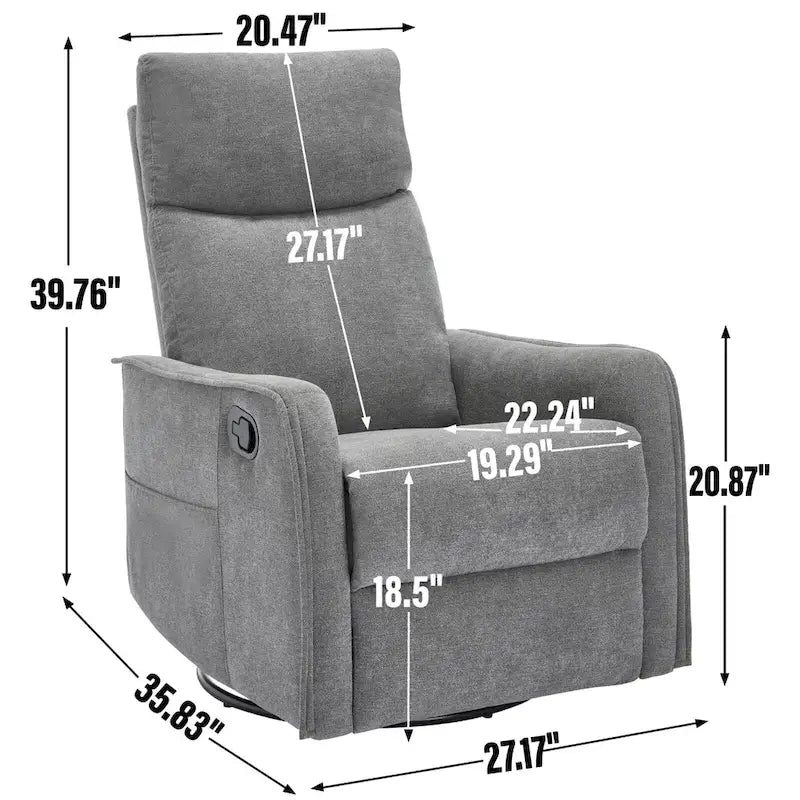 Fauteuil inclinable manuel de massage 8 points en tissu pivotant fauteuil simple avec fonction bascule et chauffage lombaire