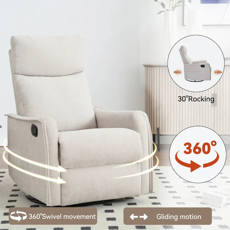 Fauteuil inclinable manuel de massage 8 points en tissu pivotant fauteuil simple avec fonction bascule et chauffage lombaire