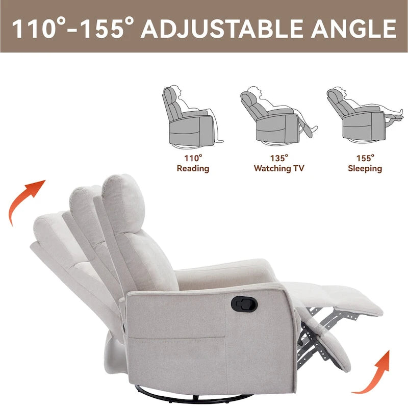 Fauteuil inclinable manuel de massage 8 points en tissu pivotant fauteuil simple avec fonction bascule et chauffage lombaire
