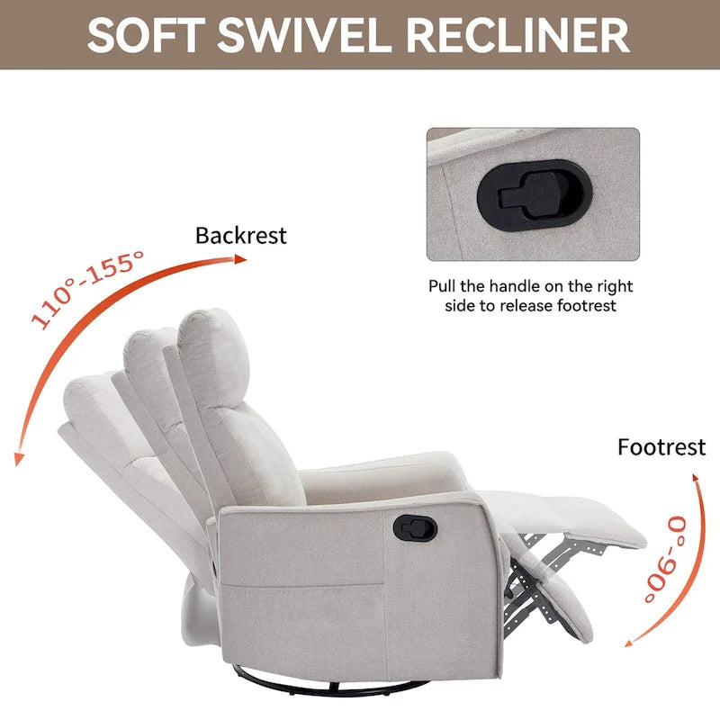 Fauteuil inclinable manuel de massage 8 points en tissu pivotant fauteuil simple avec fonction bascule et chauffage lombaire