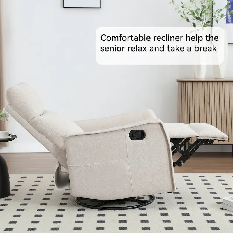 Fauteuil inclinable manuel de massage 8 points en tissu pivotant fauteuil simple avec fonction bascule et chauffage lombaire
