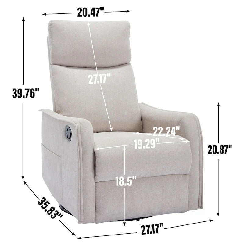Fauteuil inclinable manuel de massage 8 points en tissu pivotant fauteuil simple avec fonction bascule et chauffage lombaire