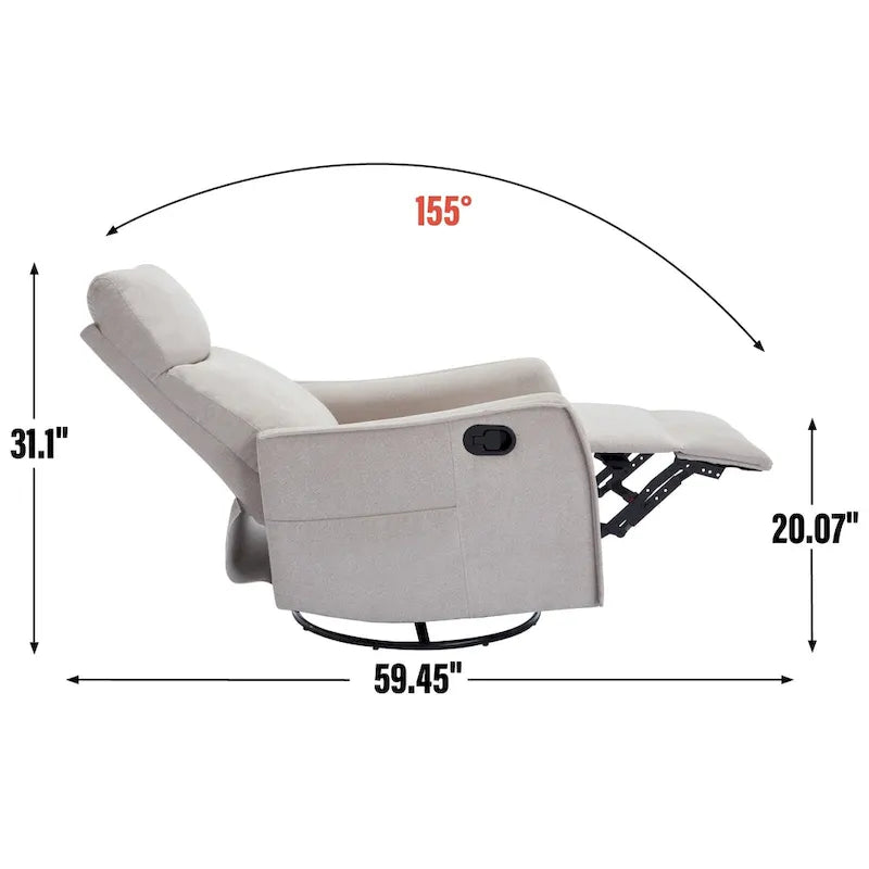 Fauteuil inclinable manuel de massage 8 points en tissu pivotant fauteuil simple avec fonction bascule et chauffage lombaire