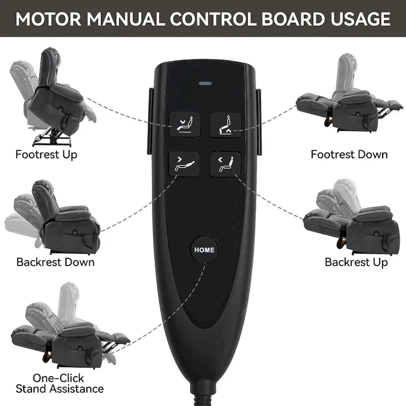Fauteuil inclinable releveur électrique à double moteur en similicuir pour personnes âgées, canapé de massage individuel Lazy Boy avec 8 points de vibration et chauffage lombaire