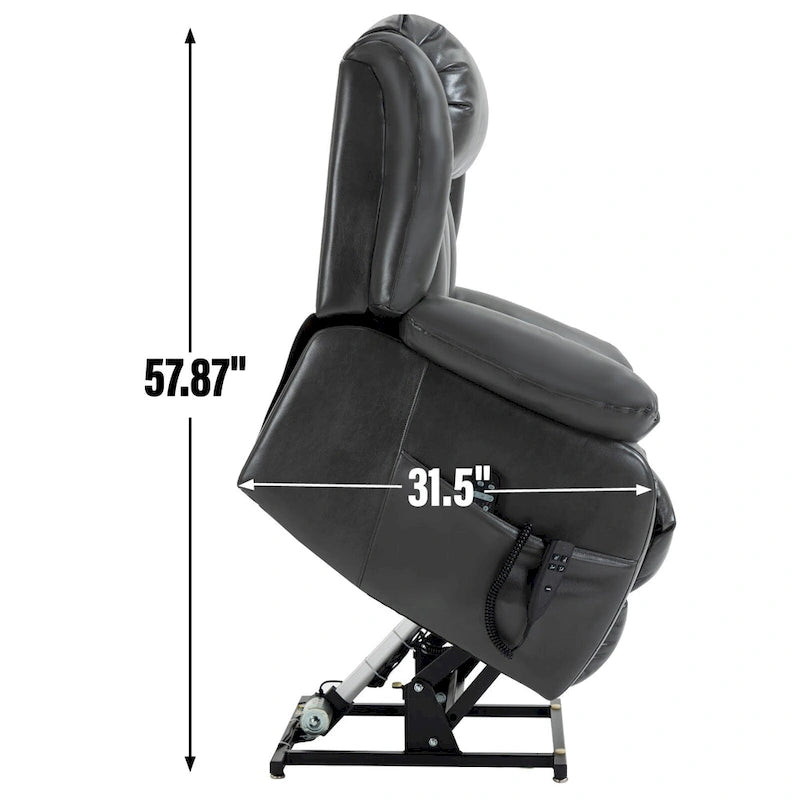 Fauteuil inclinable releveur électrique à double moteur en similicuir pour personnes âgées, canapé de massage individuel Lazy Boy avec 8 points de vibration et chauffage lombaire