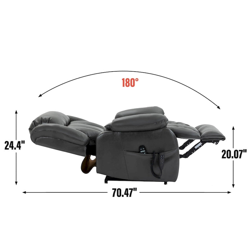 Fauteuil inclinable releveur électrique à double moteur en similicuir pour personnes âgées, canapé de massage individuel Lazy Boy avec 8 points de vibration et chauffage lombaire