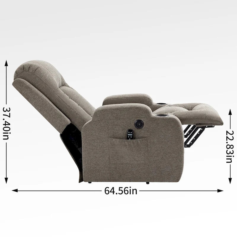 Fauteuil inclinable releveur électrique Lazy Boy, fauteuil de massage moderne à moteur unique avec chauffage lombaire, port de chargement USB, porte-gobelets