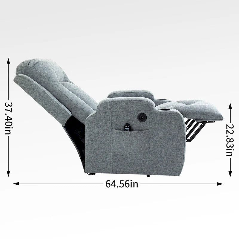 Fauteuil inclinable releveur électrique Lazy Boy, fauteuil de massage moderne à moteur unique avec chauffage lombaire, port de chargement USB, porte-gobelets