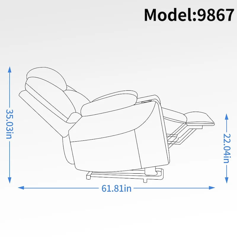 Fauteuil inclinable électrique Lazy Boy en chenille, Fauteuil inclinable moderne avec massage par vibration à 8 points, chauffage lombaire et ports Type-C