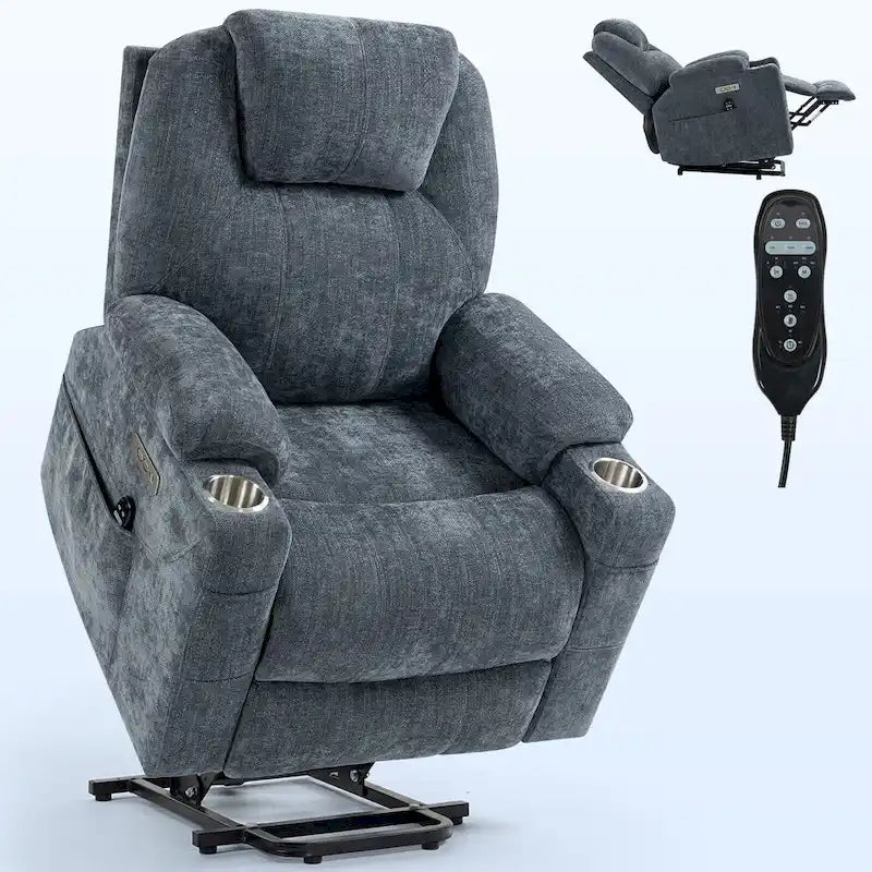 Fauteuil inclinable électrique Lazy Boy en chenille, Fauteuil inclinable moderne avec massage par vibration à 8 points, chauffage lombaire et ports Type-C