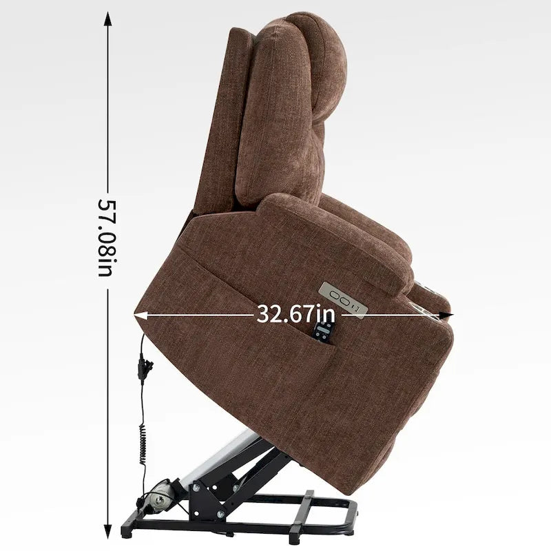 Fauteuil inclinable électrique Lazy Boy en chenille, Fauteuil inclinable moderne avec massage par vibration à 8 points, chauffage lombaire et ports Type-C