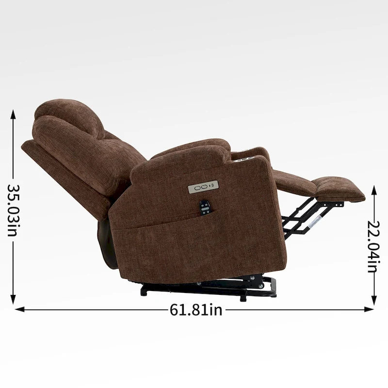 Fauteuil inclinable électrique Lazy Boy en chenille, Fauteuil inclinable moderne avec massage par vibration à 8 points, chauffage lombaire et ports Type-C