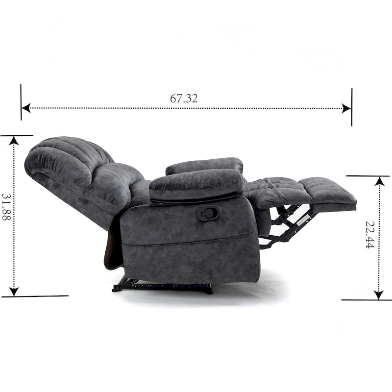 Fauteuil inclinable manuel surdimensionné en tissu pour salon, réglable, avec levier latéral