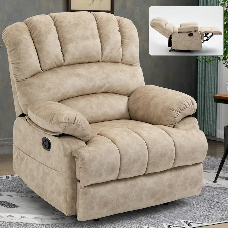 Fauteuil inclinable manuel surdimensionné en tissu pour salon, réglable, avec levier latéral