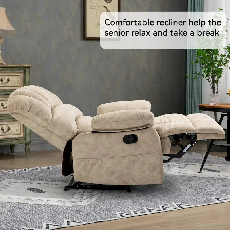 Fauteuil inclinable manuel surdimensionné en tissu pour salon, réglable, avec levier latéral