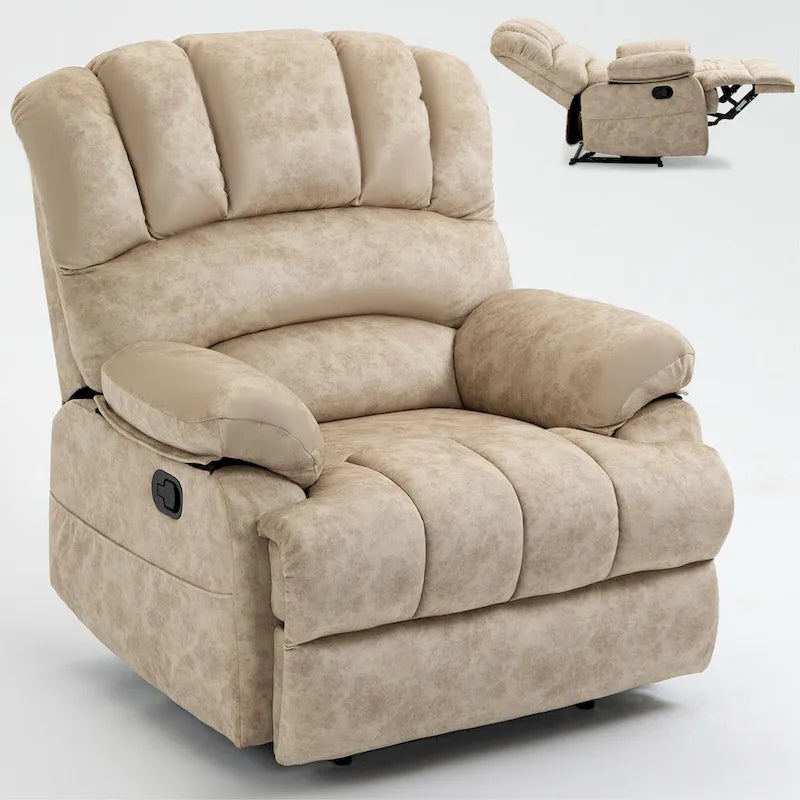 Fauteuil inclinable manuel surdimensionné en tissu pour salon, réglable, avec levier latéral