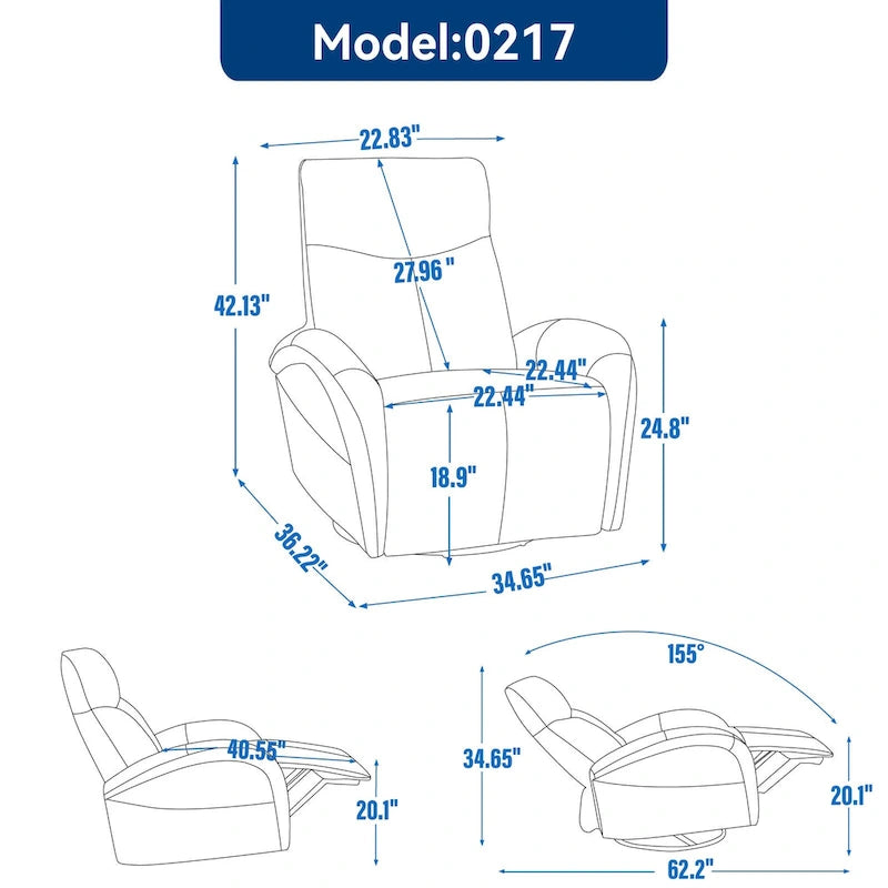 Fauteuil inclinable électrique pivotant et à bascule en cuir véritable 270 pour personnes âgées, canapé simple de salon avec support lombaire et accoudoirs roulés