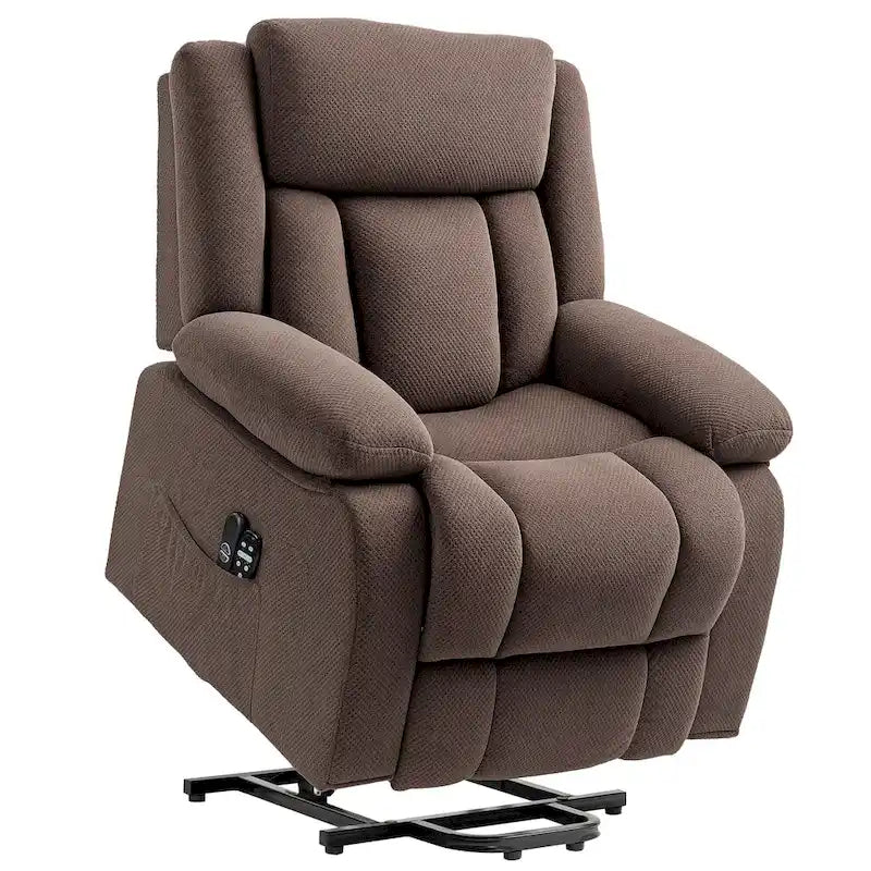 Fauteuil inclinable releveur électrique HOMCOM pour personnes âgées avec massage et chaleur, fauteuil de massage en tissu avec télécommandes