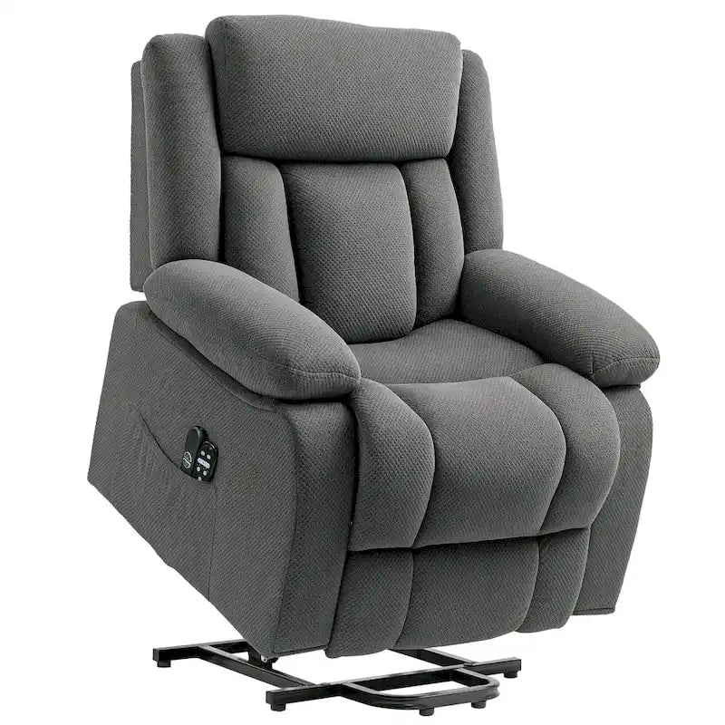 Fauteuil inclinable releveur électrique HOMCOM pour personnes âgées avec massage et chaleur, fauteuil de massage en tissu avec télécommandes