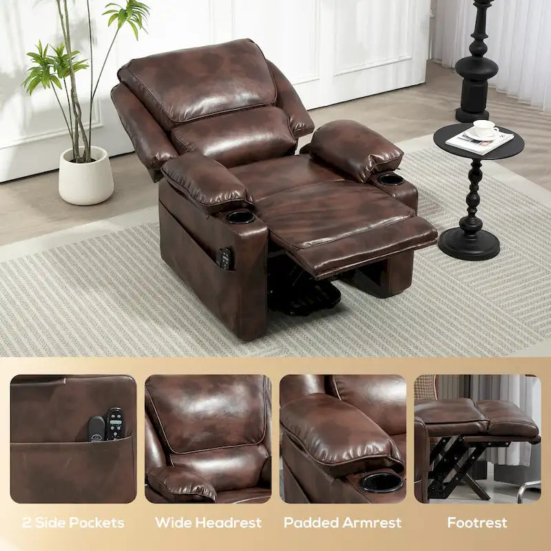 Fauteuil inclinable électrique HOMCOM avec massage par vibration et fonction chauffante, fauteuil inclinable rembourré avec télécommande
