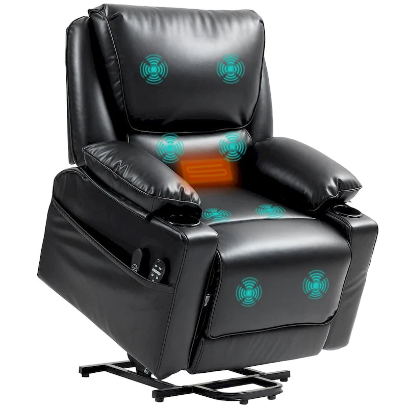 Fauteuil inclinable électrique HOMCOM avec massage par vibration et fonction chauffante, fauteuil inclinable rembourré avec télécommande