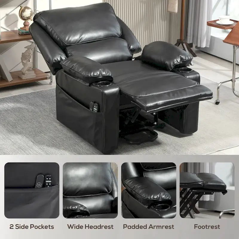 Fauteuil inclinable électrique HOMCOM avec massage par vibration et fonction chauffante, fauteuil inclinable rembourré avec télécommande