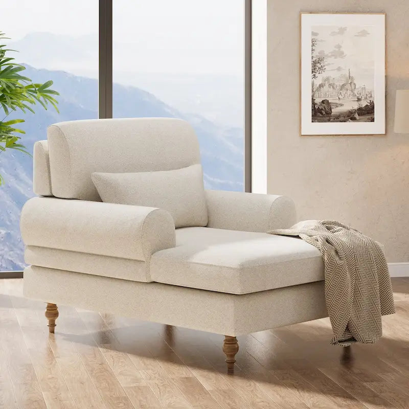 Chaise longue avec dossier réglable, fauteuil de relaxation moderne surdimensionné pour l'intérieur