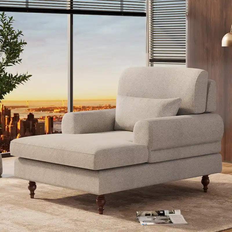 Chaise longue avec dossier réglable, fauteuil de relaxation moderne surdimensionné pour l'intérieur