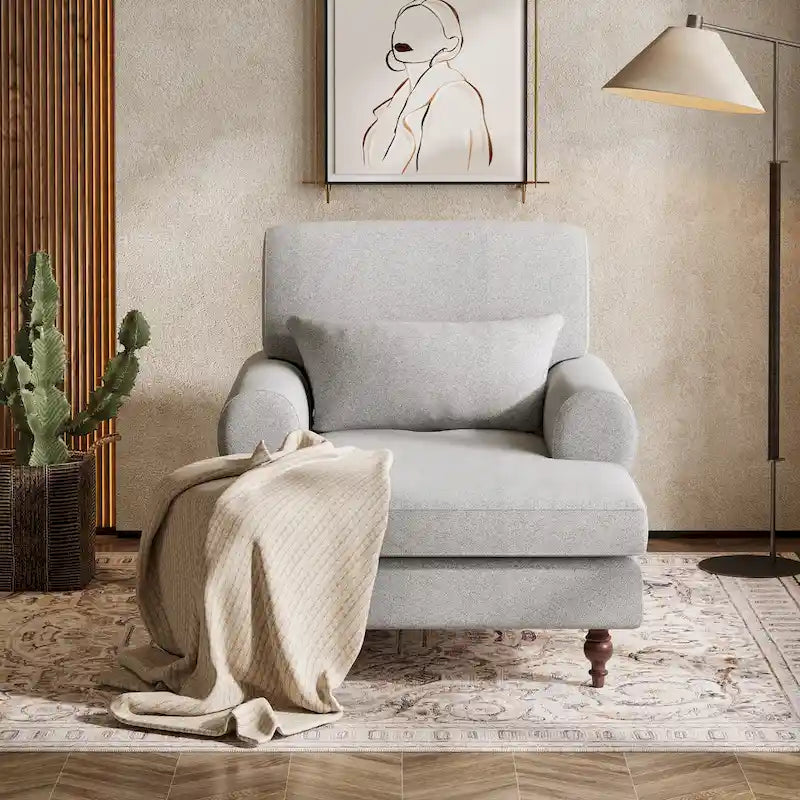Chaise longue avec dossier réglable, fauteuil de relaxation moderne surdimensionné pour l'intérieur