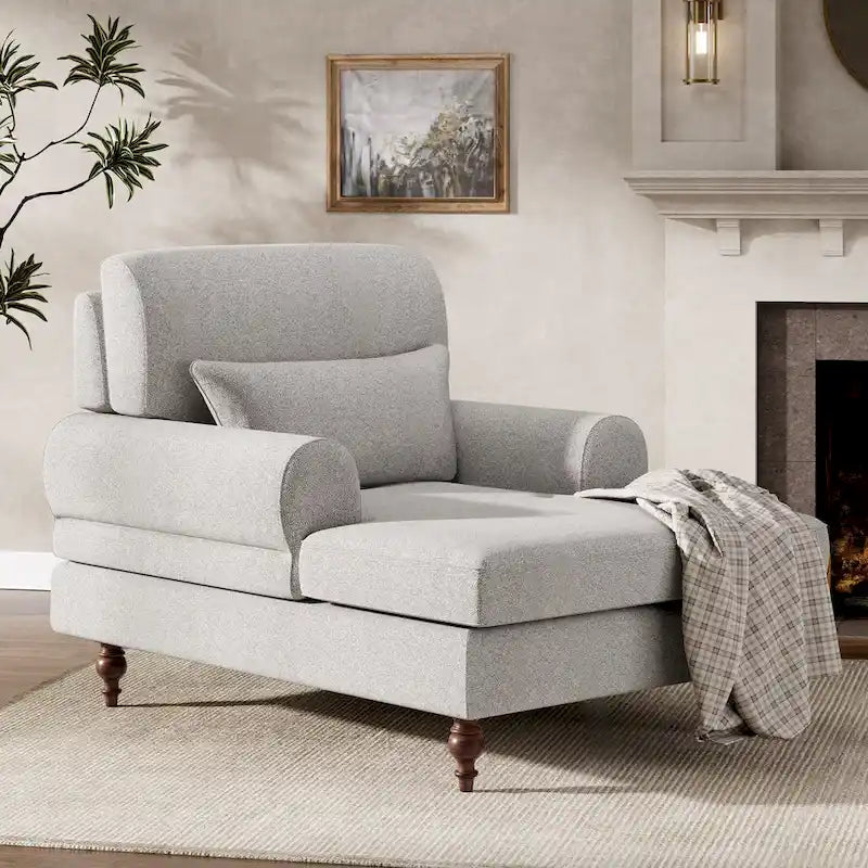 Chaise longue avec dossier réglable, fauteuil de relaxation moderne surdimensionné pour l'intérieur