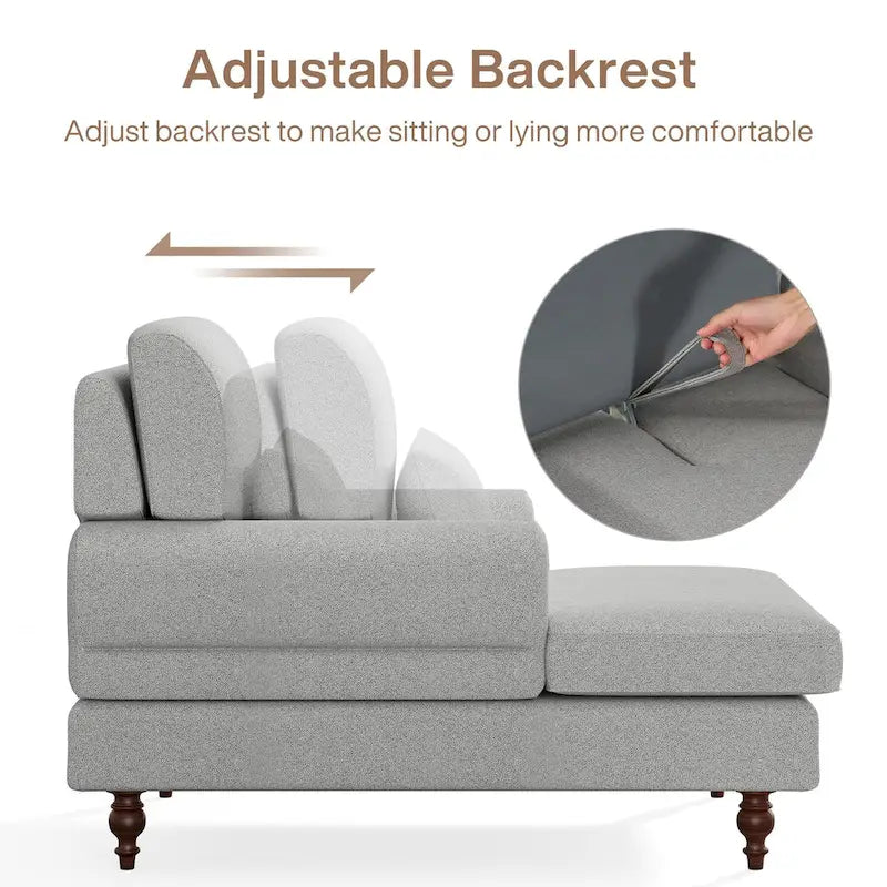 Chaise longue avec dossier réglable, fauteuil de relaxation moderne surdimensionné pour l'intérieur