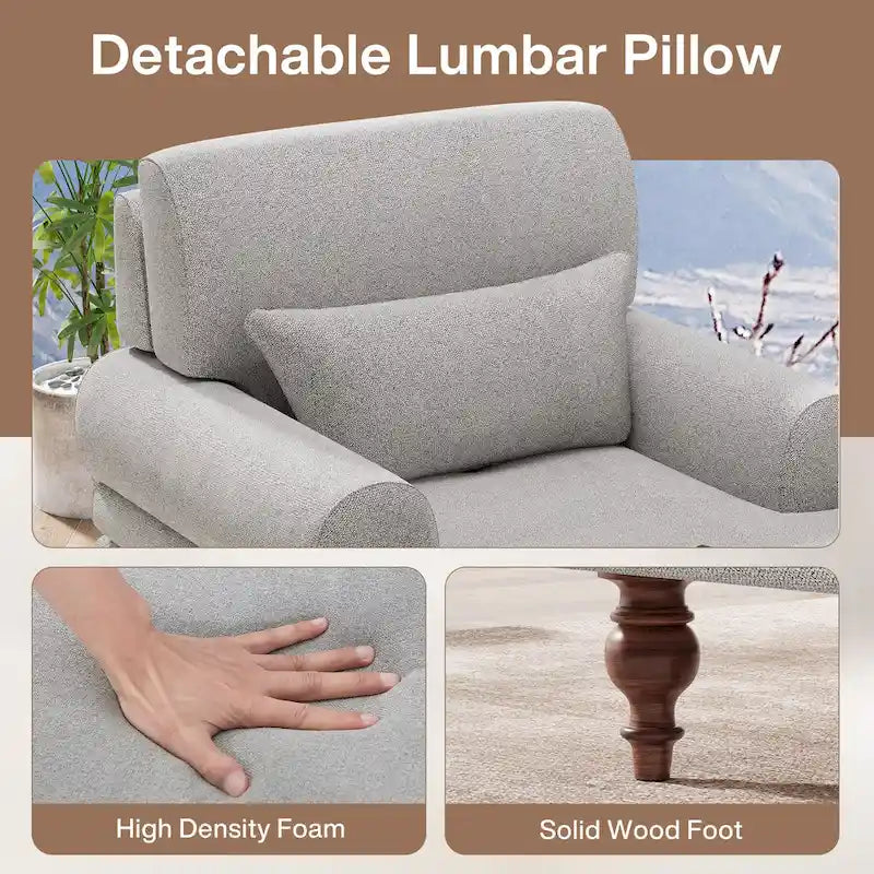 Chaise longue avec dossier réglable, fauteuil de relaxation moderne surdimensionné pour l'intérieur