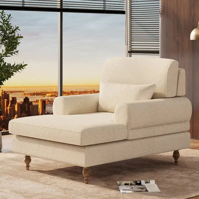 Chaise longue avec dossier réglable, fauteuil de relaxation moderne surdimensionné pour l'intérieur