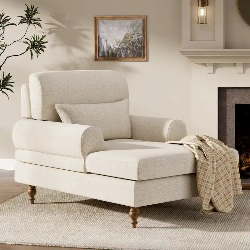 Chaise longue avec dossier réglable, fauteuil de relaxation moderne surdimensionné pour l'intérieur