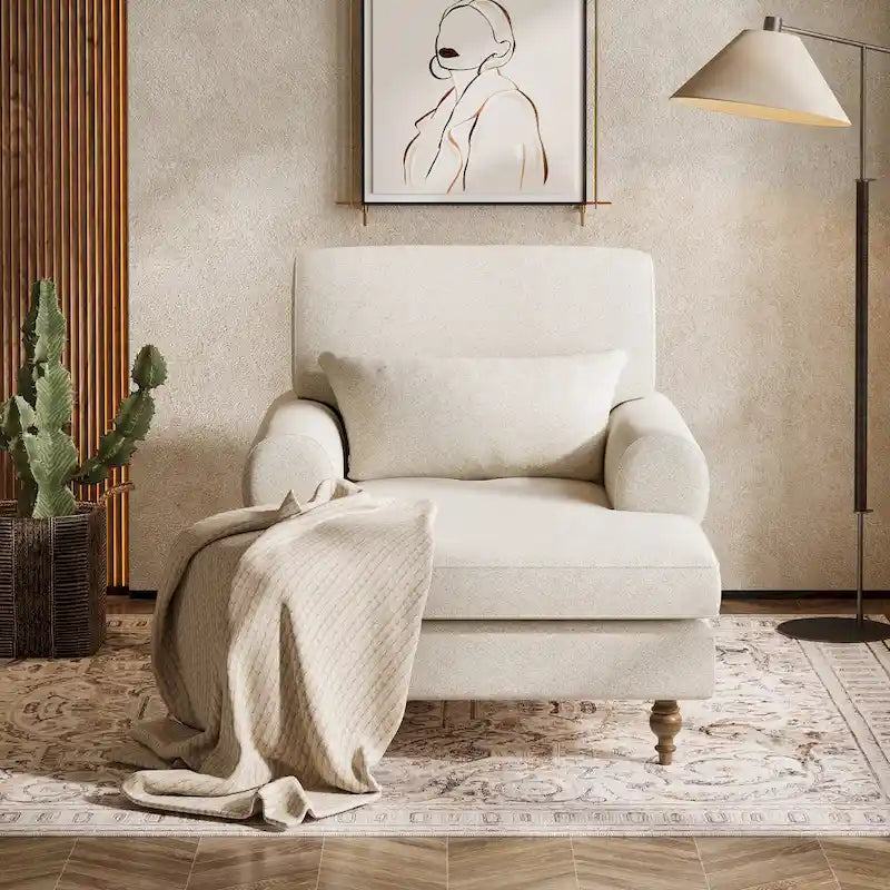 Chaise longue avec dossier réglable, fauteuil de relaxation moderne surdimensionné pour l'intérieur