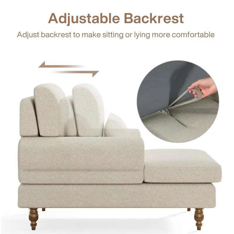 Chaise longue avec dossier réglable, fauteuil de relaxation moderne surdimensionné pour l'intérieur