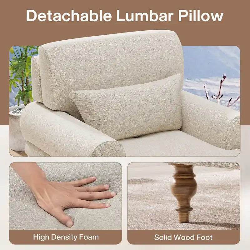 Chaise longue avec dossier réglable, fauteuil de relaxation moderne surdimensionné pour l'intérieur