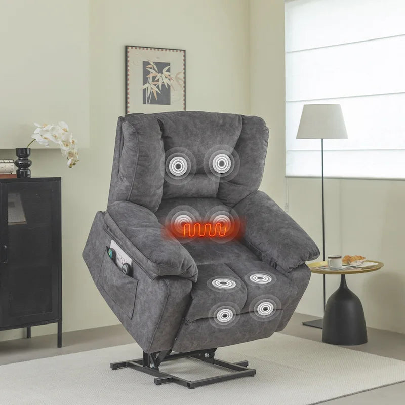 Fauteuil inclinable électrique moderne de relaxation, canapé de massage individuel avec chauffage lombaire et minuterie pour personnes âgées