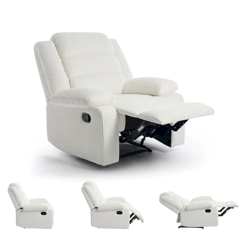 Fauteuil inclinable manuel moderne 36 W en coton/velours côtelé à dossier inclinable