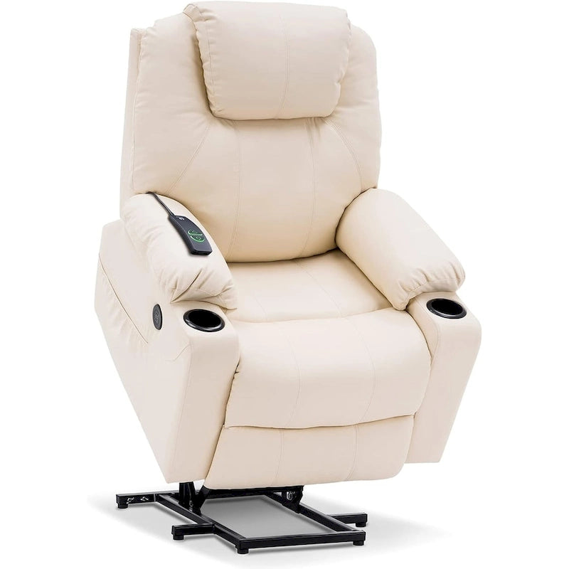 MCombo Fauteuil inclinable électrique releveur avec massage et chauffage, 3 positions, ports USB, similicuir 7040