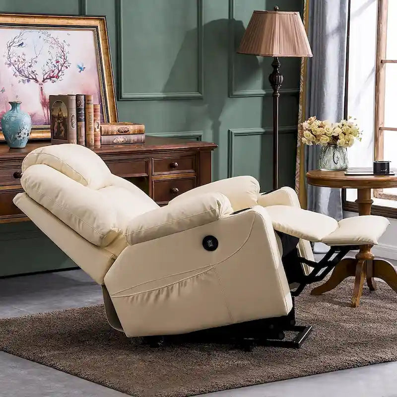 MCombo Fauteuil inclinable électrique releveur avec massage et chauffage, 3 positions, ports USB, similicuir 7040