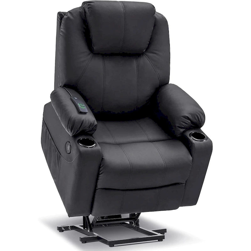 MCombo Fauteuil inclinable électrique releveur avec massage et chauffage, 3 positions, ports USB, similicuir 7040