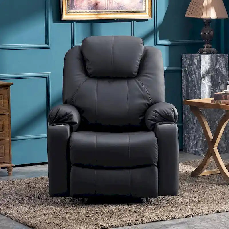 MCombo Fauteuil inclinable électrique releveur avec massage et chauffage, 3 positions, ports USB, similicuir 7040