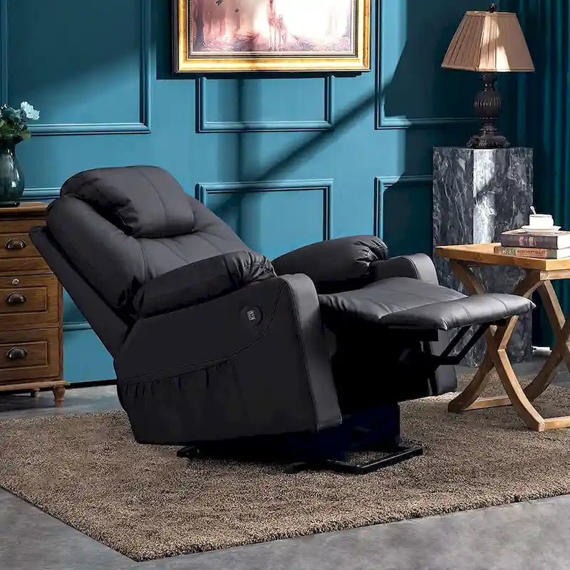 MCombo Fauteuil inclinable électrique releveur avec massage et chauffage, 3 positions, ports USB, similicuir 7040