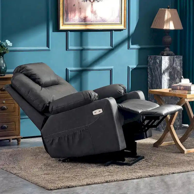 MCombo Fauteuil inclinable électrique releveur avec massage et chauffage, 3 positions, ports USB, similicuir 7040